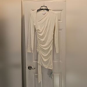 Off White Viscose Crepe Draped Dress Size 38 NWT (US 2/4 Approx)